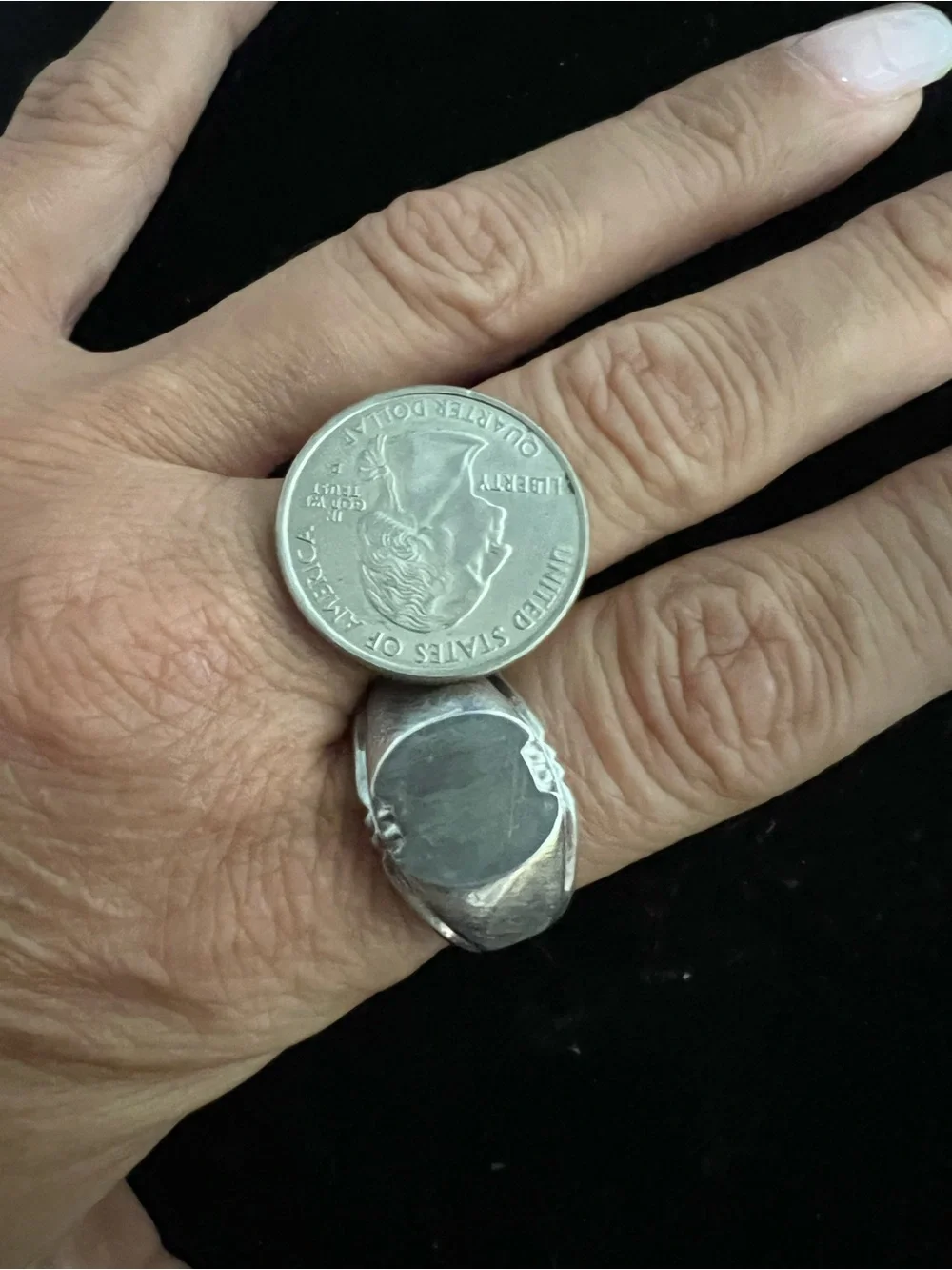 925 Sterling Silver Men's Signet Ring - signed solid HEAVY